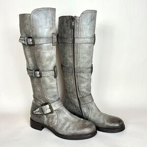 Alberto Fermani Camelot Tortaria Boots Leather Knee High Buckles 38 US 6,5